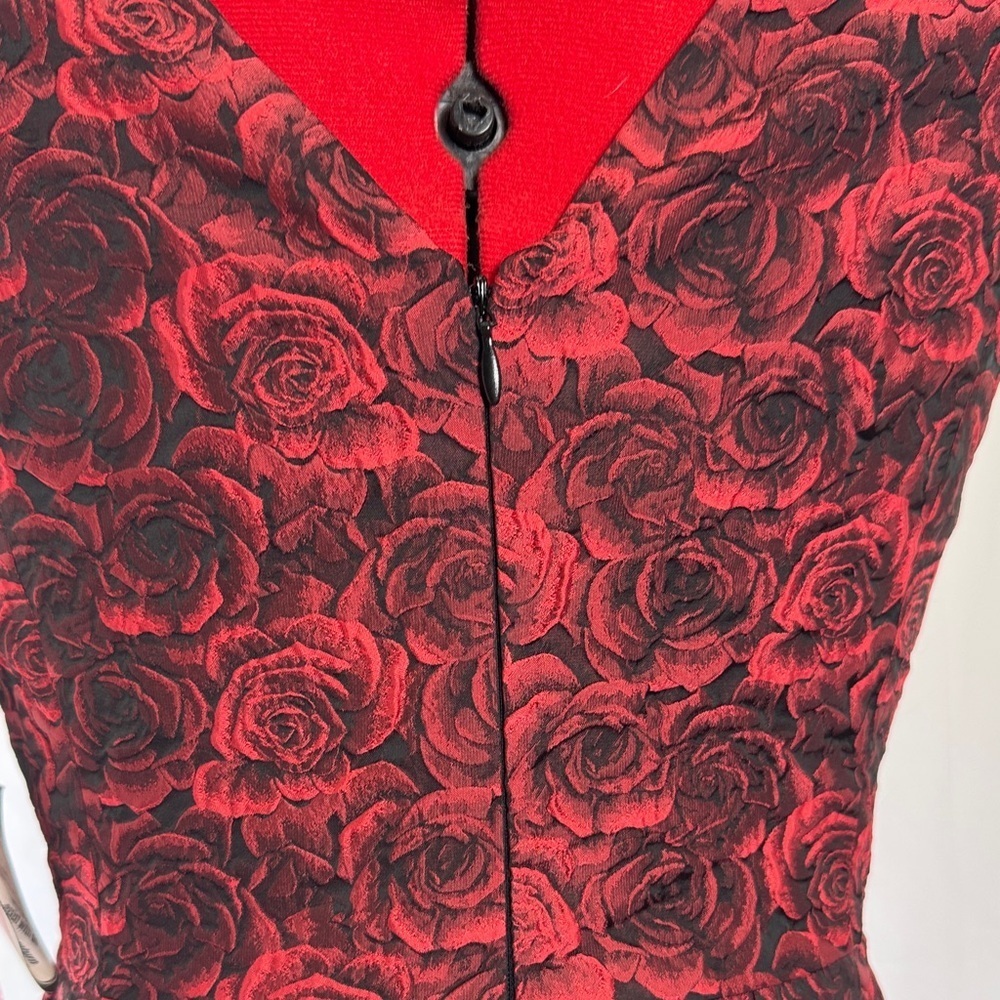 Betsey Johnson Black and Red Rose Mini Dress, A-line - Picture 7 of 11